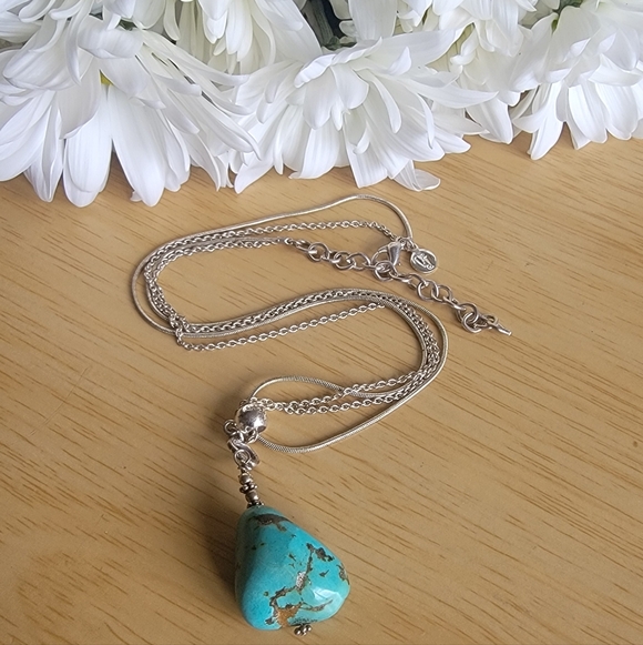 Victoria Johnson Jewelry - VICTORIA JOHNSON Turquoise Stone Pendant Silver Necklace. Vintage